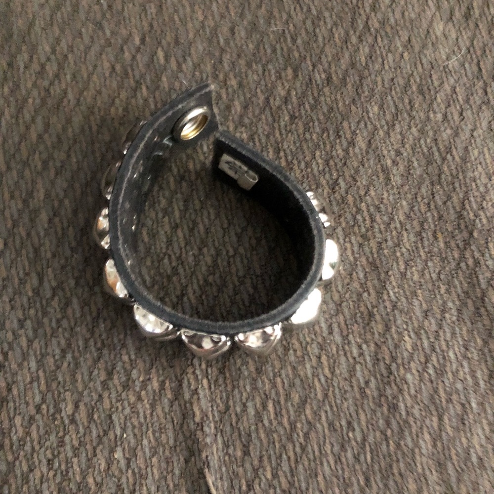 Two row studded leather punk bracelet size small